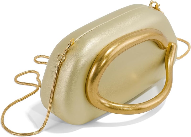 NEWROGENG Clutch Purses for Women Formal, PU Leather/Marble Acrylic Evening Bags with Chain, Trendy Metal Handle Purses 2025 - Image 2